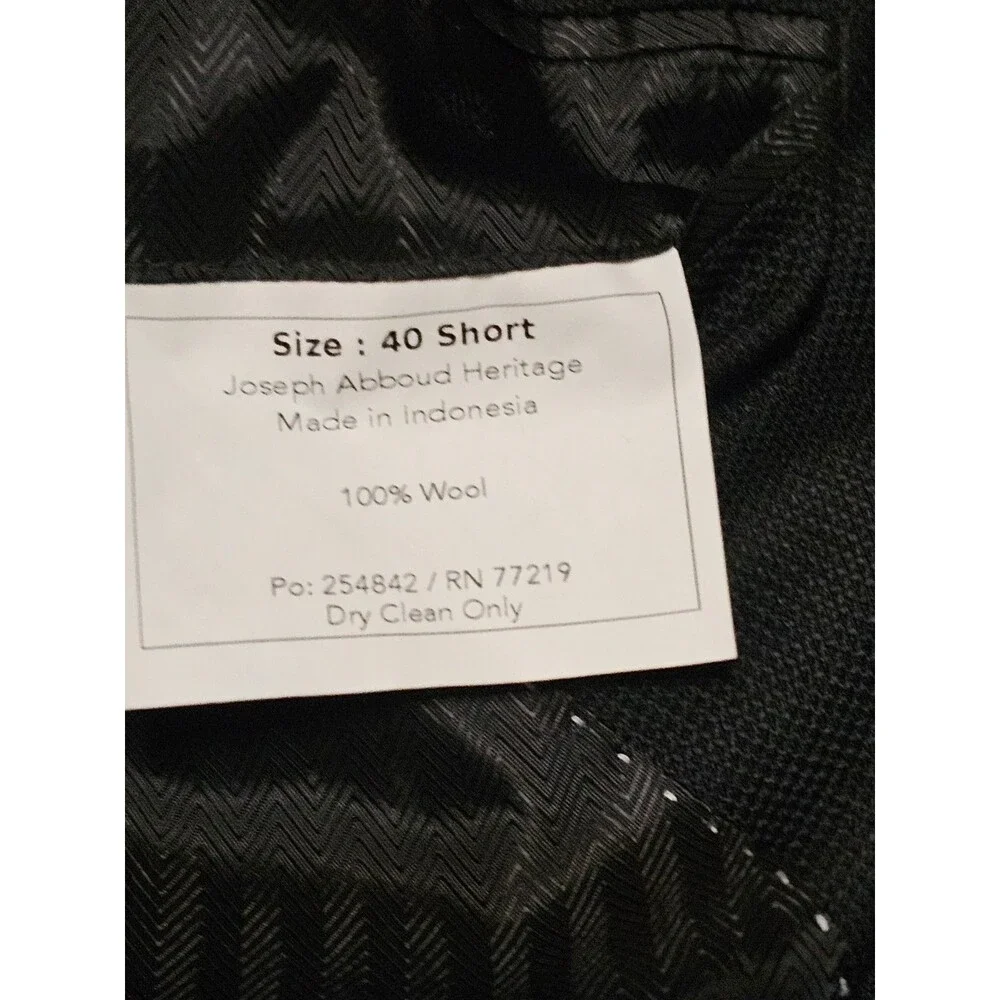 Joseph Abboud Heritage Blazer Mens 40 Short Black 100% Wool Reda Fabric Italy